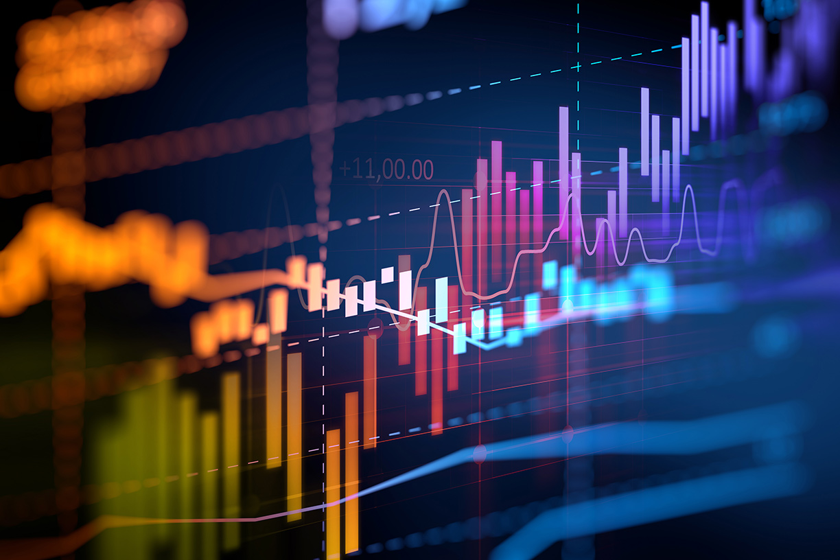 Colorful stock market graph