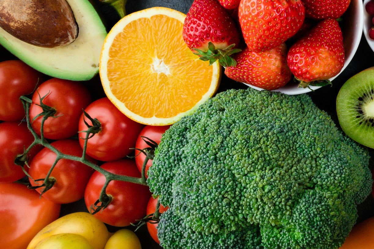 Close-up image of fruits and vegetables