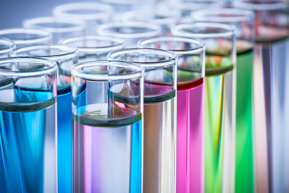 Closeup colorful test tubes