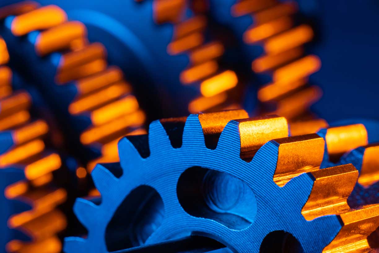 blue and orange gears