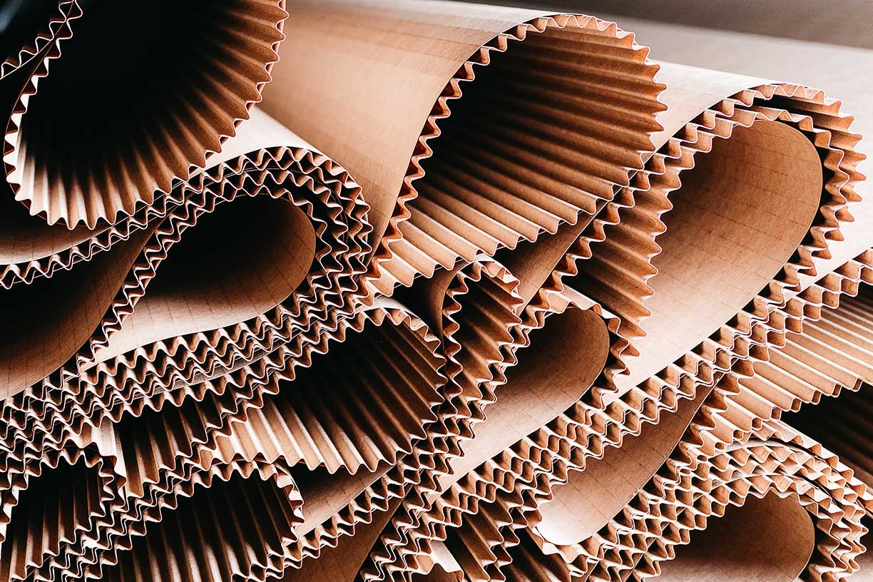 Close up image of corrugated packaging paper