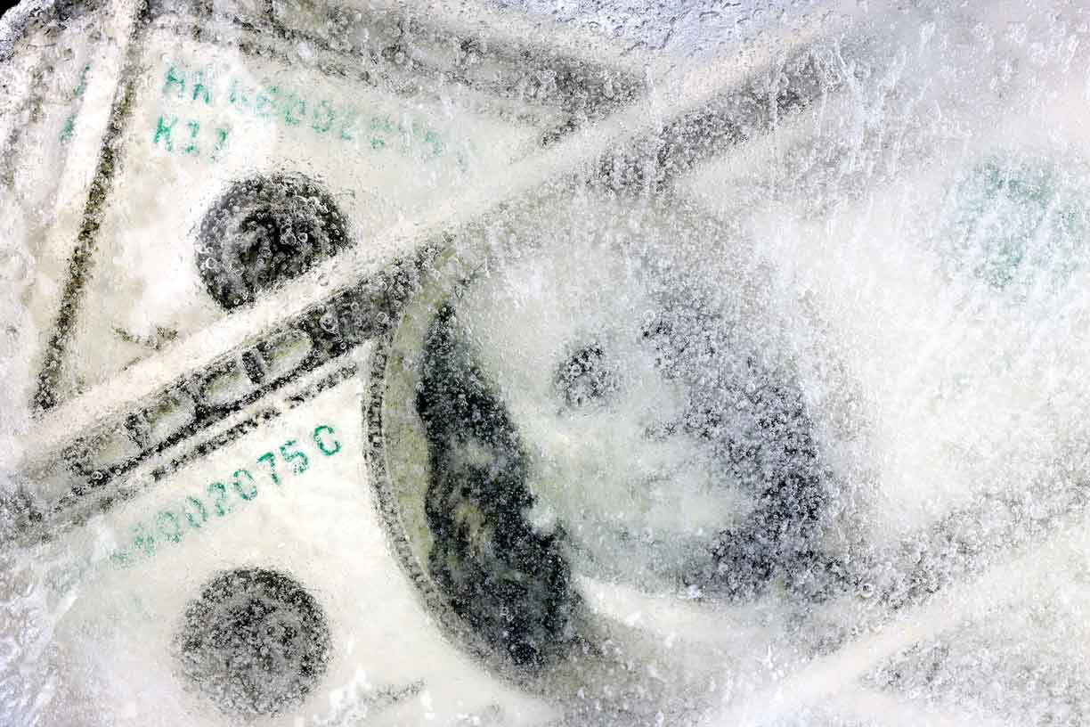 frozen US 100 dollars