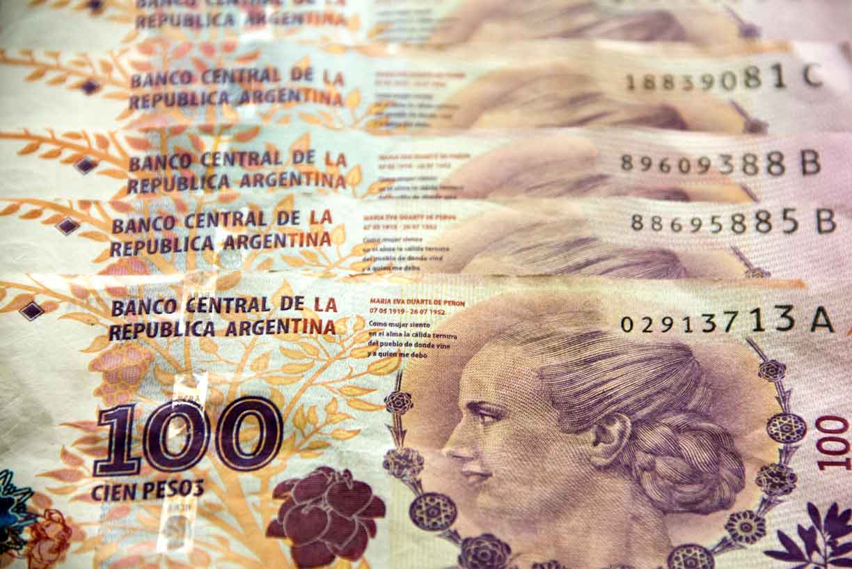 Argentinian banknotes with the image of Eva Peron