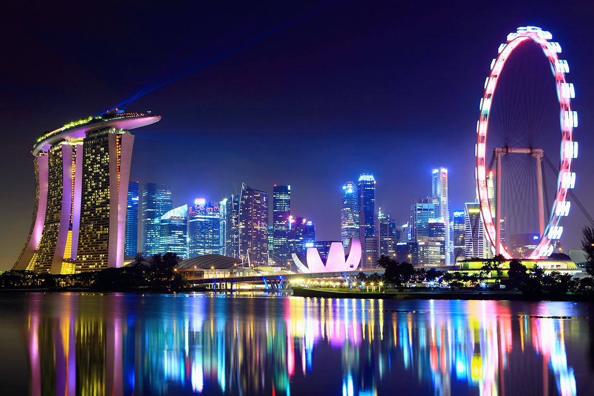 Singapore skyline at night