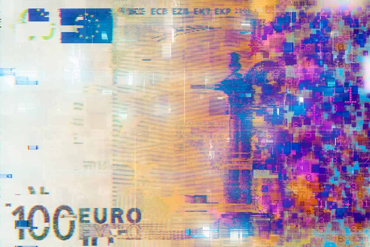 Money Transfer on pixelated background