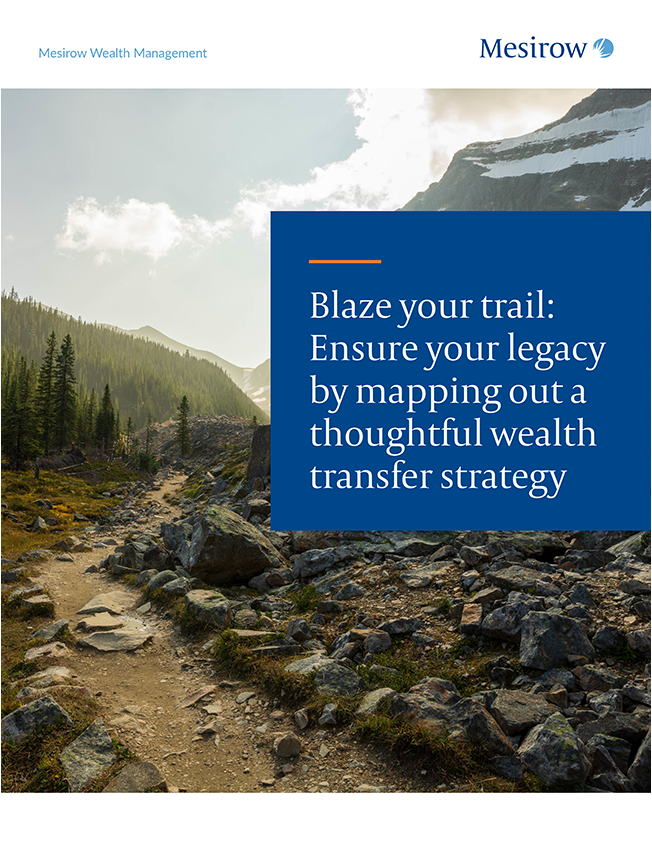 Brochure cover titled Blaze your trail: Ensure your legacy by mapping out a thoughtful wealth transfer strategy