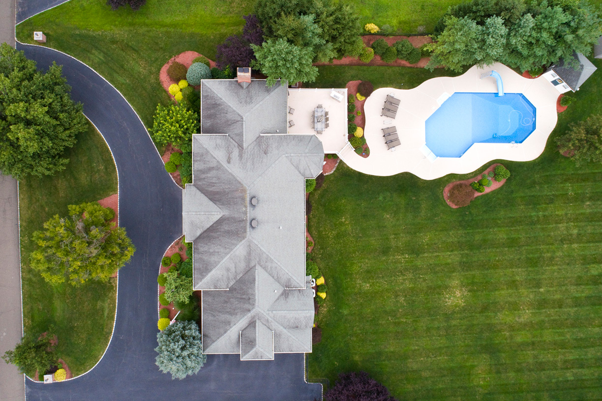 aerial view of nice home