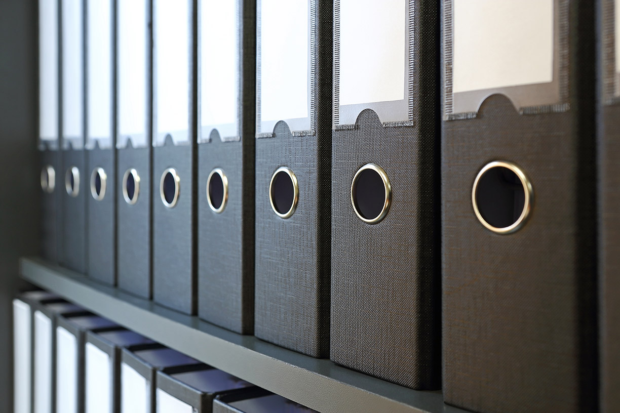 File boxes on shelf