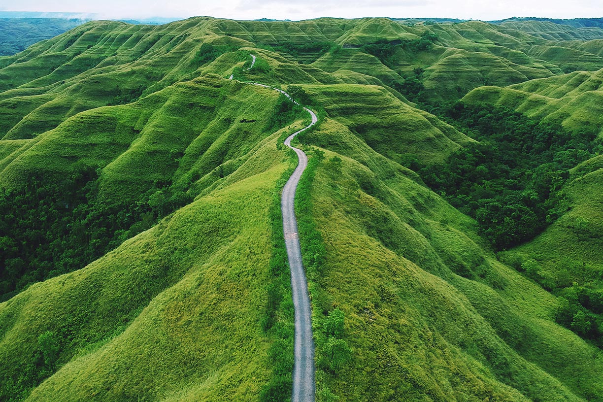 road with green landscape