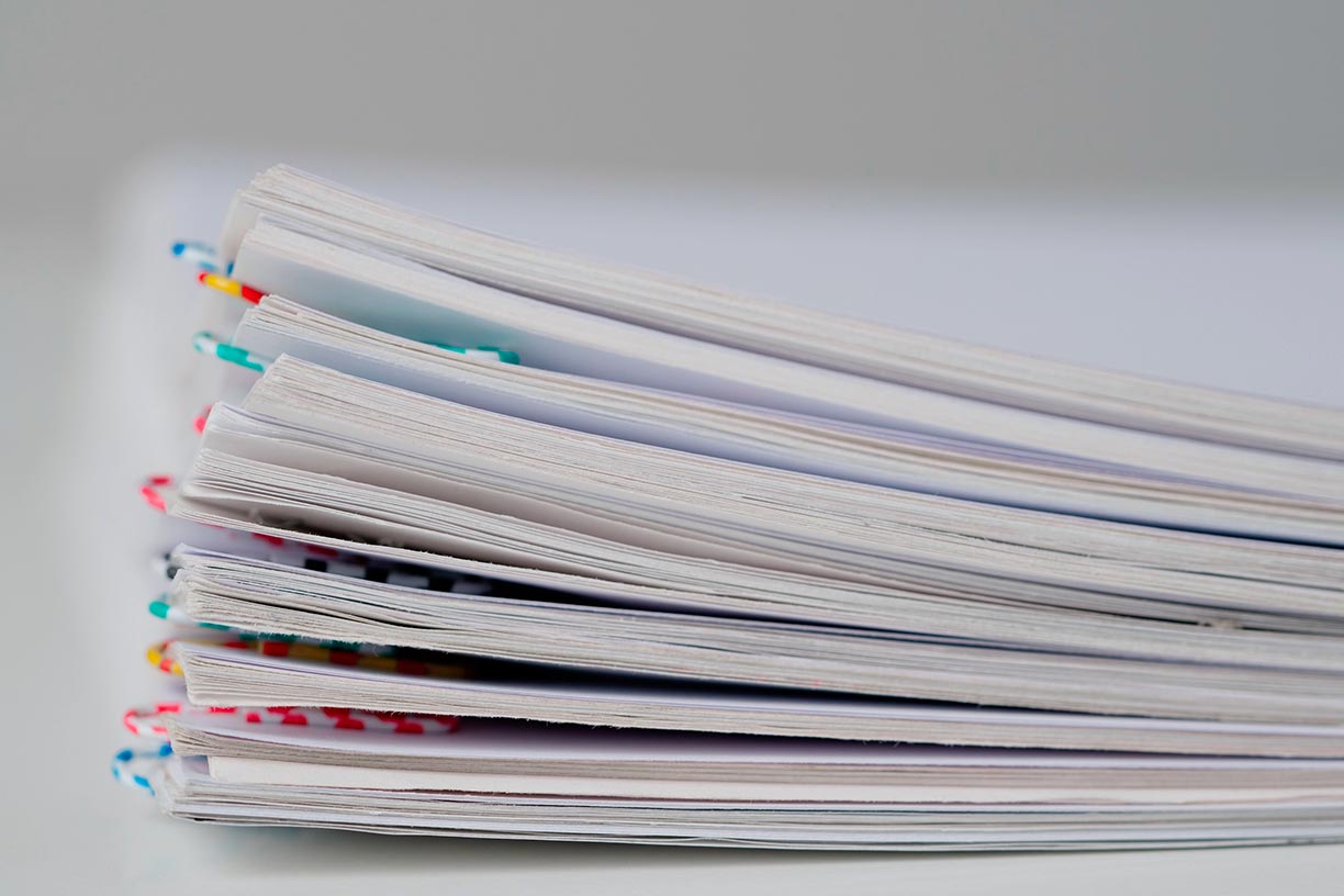 Neat stack of organized papers