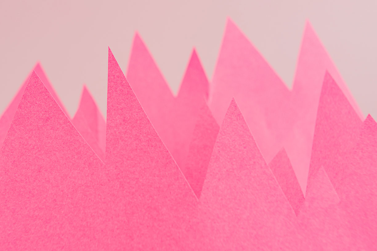 Pink paper cut into points