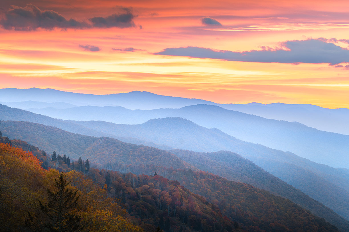 Sunset in mountains