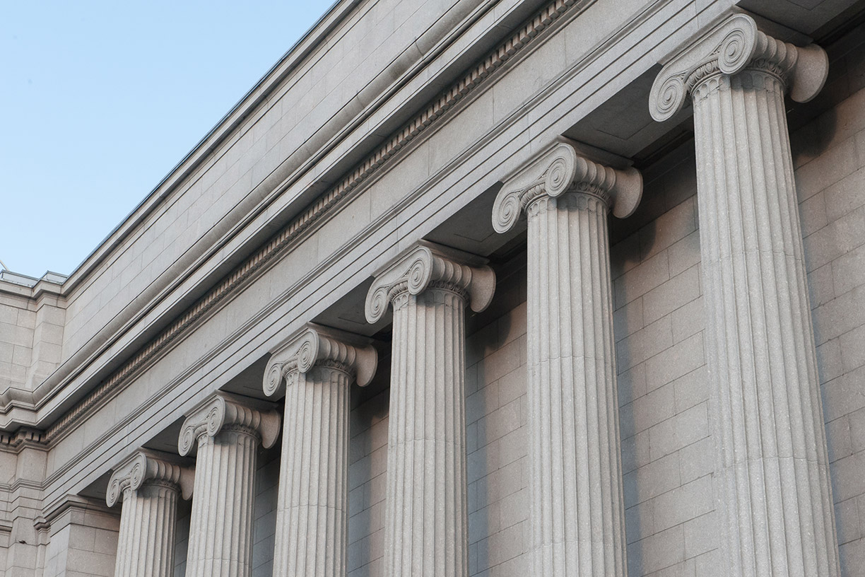 Marble columns side of building