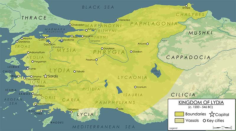 Map of the kingdom of Lydia