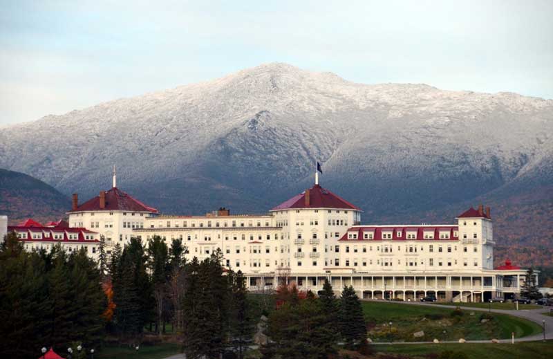 Exterior photo of the Mount Washington Hotel Resort in New Hampshire.