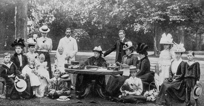 Antique image from British magazine: Royal Family party at Osborne, 1898.
