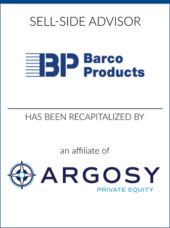 tombstone - sell-side transaction Barco Products Argosy Private Equity logos