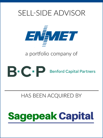 tombstone - sell-side transaction ENMET Benford Capital Partners SagePeak Capital logo