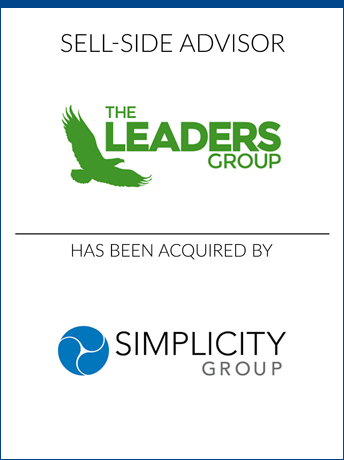 tombstone - sell-side transaction The Leaders Group Simplicity Group logos