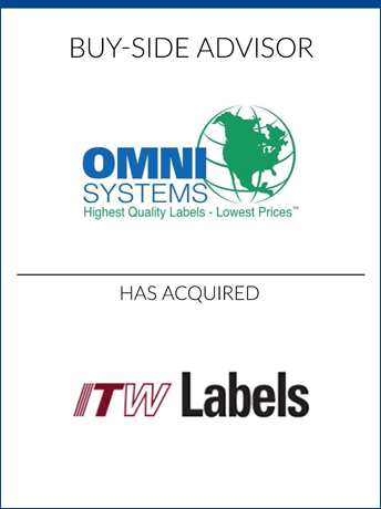 tombstone - buy-side transaction OMNI Systems ITW Labels logos