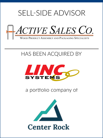 tombstone - sell-side transaction Active Sales Co. 2020 and LINC Systems and Center Rock logo