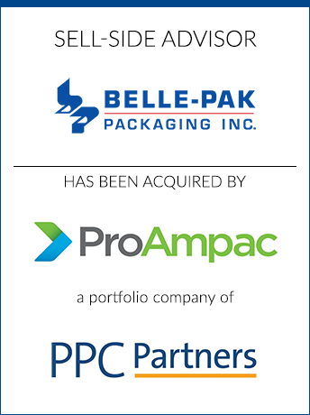 tombstone - buy-side transaction Belle-Pak Packaging and ProAmpac logos