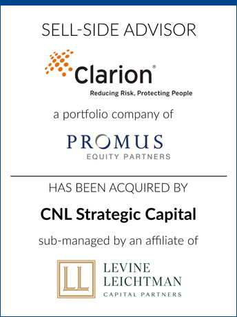 tombstone - sell-side transaction Clarion Safety Systems Promus Equity Partners CNL Strategic Capital Levine Leichtman Capital Partners logo