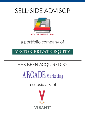 tombstone - sell-side transaction Color Optics Vestor Private Equity Arcade Marketing Visant logos