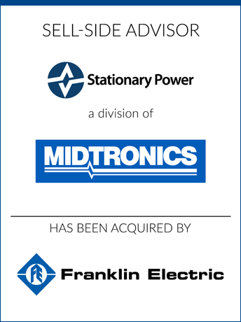 tombstone - sell-side transaction Midtronics Inc Stationary Power Division and Franklin Electric logo  2018