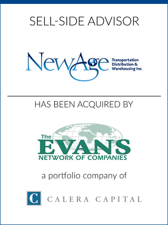 tombstone - sell-side transaction New Age The Evans Network of Companies Calera Capital logo