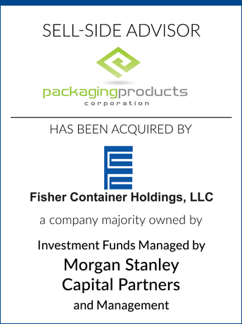 tombstone - sell-side transaction Packaging Products Corporation Fisher Container Holdings logo