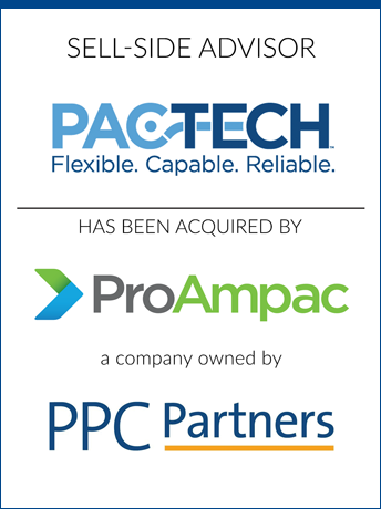 tombstone - sell-side transaction Pactech Packaging LLC and ProAmpac and PPC Partners logo 2018