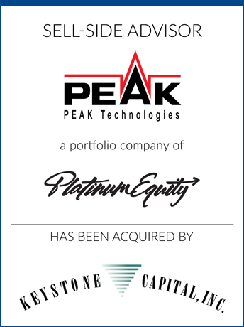 tombstone - sell-side transaction PEAK Technologies Platinum Equity Keystone Capital logo