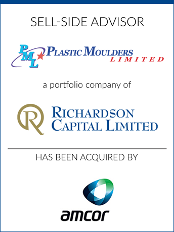 tombstone - sell-side transaction Plastic Moulders Limited Richardson Capital Limited Amcor logo