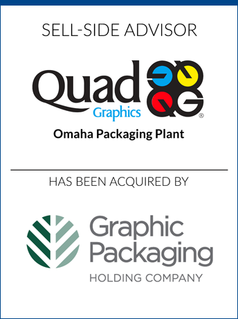 tombstone - sell-side transaction Quad/Graphics Inc 2020 and Graphic Packaging Holding Company logo