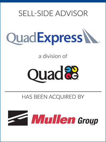 tombstone - sell-side transaction QuadExpress Quad/Graphics, Inc. Mullen Group logos