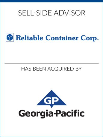tombstone - sell-side transaction Reliable Container Georgia-Pacific logo