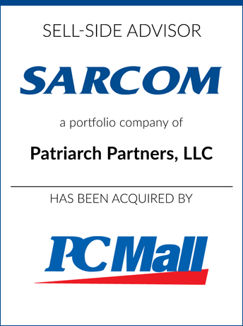tombstone - sell-side transaction Sarcom PC Mall logo