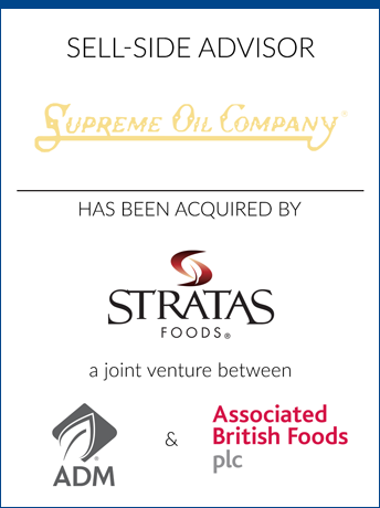 tombstone - sell-side transaction Supreme Oil Company Stratas Foods ADM Associated British Foods plc logo 2016