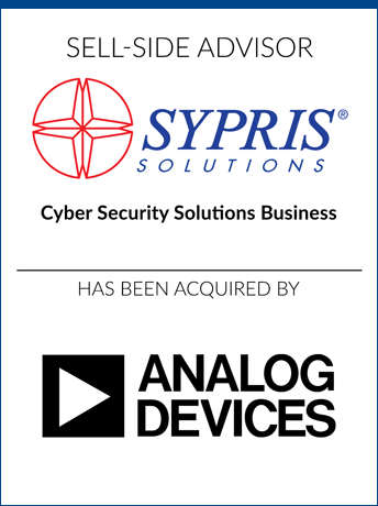 tombstone - sell-side transaction Sypris Solutions Analog Devices logo