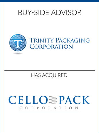 tombstone - buy-side transaction Trinity Packaging Corporation Cello Pack logos