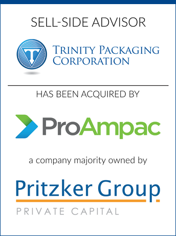 tombstone - sell-side transaction Trinity Packaging Corporation ProAmpac Pritzker Group Private Capital logo